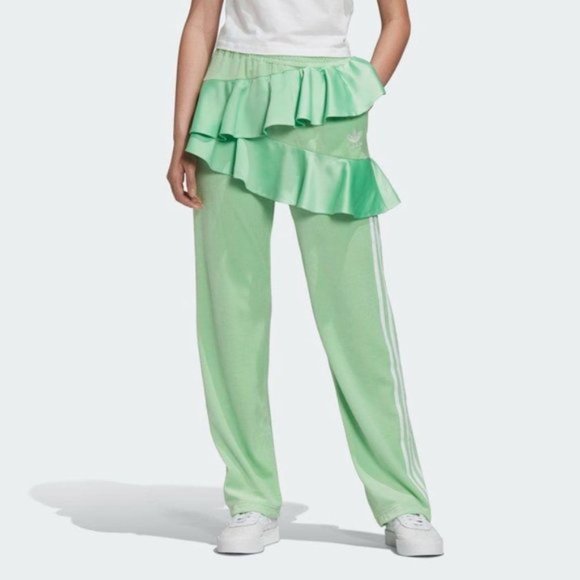 adidas Green Ruffle Track Pants - Picture 2 of 13